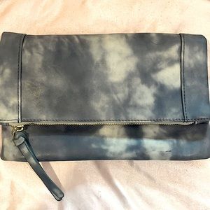 Sole Society Clutch Vegan Leather Blue Tie Dye